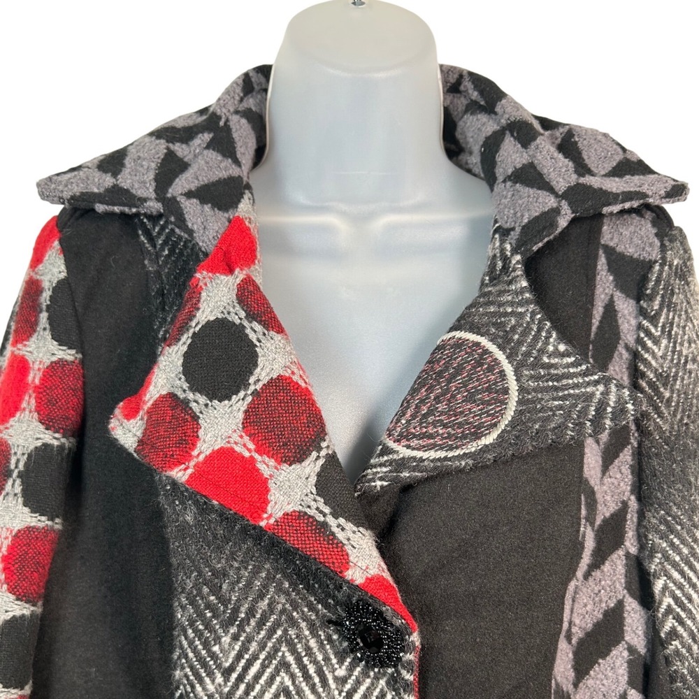 Mirror Image Patchwork Jacket Sz Medium Red Black… - image 2